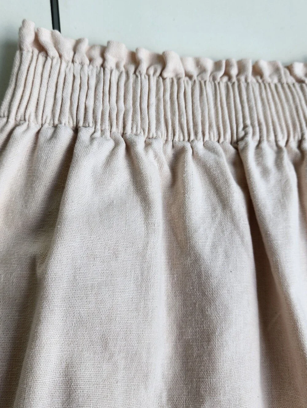 J Crew Pull On Skirt Womens City Linen Blend Pockets Cream Beige Elastic 00